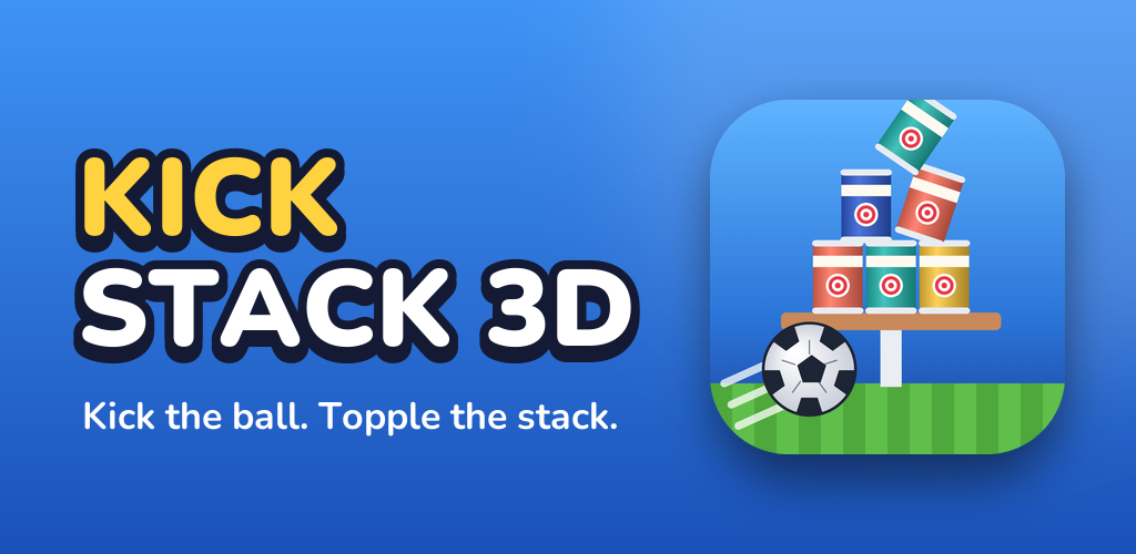 Kickstack 3D: a football beside a stack of cans on a table